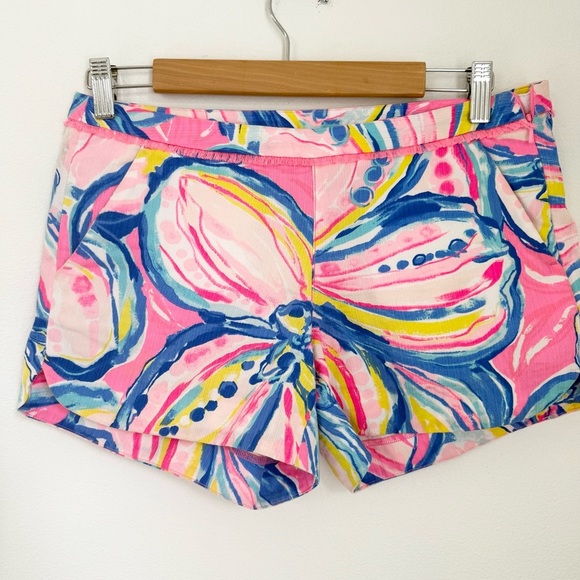 Lilly Pulitzer 4” Adie Shorts Pink Sunset Vacation Colorful Beach Size 2 - Picture 3 of 9
